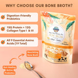 Paradise Naturals Bone Broth Protein Collagen Powder, Unsalted, Quick-Dissolve, Grass-Fed Hormone Free, Gluten-Free Paleo Keto Friendly 15g Protein, Active Probiotics, Joints, Gut Health