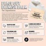 PEACE OUT Skincare Blemish Balm | Daily Gentle Exfoliating Face Wash for Acne-Prone Skin and Pimples | Cleanse Away Dirt and Oil, Refine Texture, Minimize Appearance of Pores (3.6 oz)