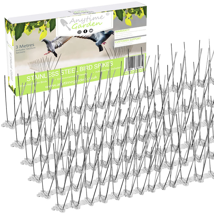 Bird Spikes - Pigeon Spikes - Bird Deterrent Spikes - Stainless Steel - Pigeon & Seagull Defense - Easy Setup - Keeps Birds Under Control - Covers 10 feet