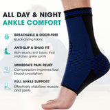 MODVEL Ankle Brace for Women & Men - 1 Pair of Ankle Support Sleeve & Ankle Wrap - Compression Ankle Brace for Sprained Ankle, Achilles Tendonitis, Plantar Fasciitis, Injured Foot - Medium, Blue/Black