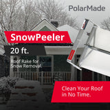 SNOWPEELER Classic Snow Shovel - 20 ft. - Winter Snow Roof Rake - Roof Rake for Snow - Aluminum Snow Removal - Made in Canada, a Country of Snow