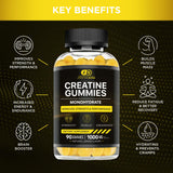 EFFECTIVE NUTRA Creatine Gummies for Men & Women - Creatine Monohydrate Gummies for Strength, Muscle, Energy - Natural Lemon Flavor (90ct)