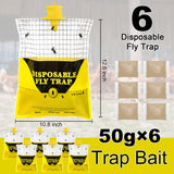 Big Bag Disposable Fly Traps Outdoor Hanging, Ranch Stable Horse Fly Hunter Trap Control Indoor for Home for Barn, Mosquito Bug Flying Insect Trap Catchers Killer Repellent 6 Natural Pre-Baited