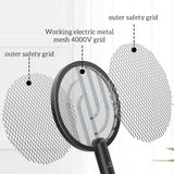 PALONE Electric Fly Swatter 4000V Bug Zapper Racket 2 in 1 Fly Swatter with 1200mAh Battery Rechargeable Mosquito Killer Lamp with 3 Layers Safety Mesh for Indoor and Outdoor (Black)