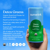 Sunwink Detox Powdered Greens - Organic Super Greens Powder Superfood for Debloat w/Celery, Dandelion, Spirulina - Daily Greens Powder for Gentle Detox - 4.2 oz (20 Servings) For Immune Support