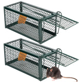 Humane Rat Trap Chipmunk Rodent Trap Mouse Trap Squirrel Trap Small Live Animal Trap Mouse Voles Hamsters Live Cage Rat Mouse Cage Trap for Mice Easy to Catch and Release (Green,2 Pcs)