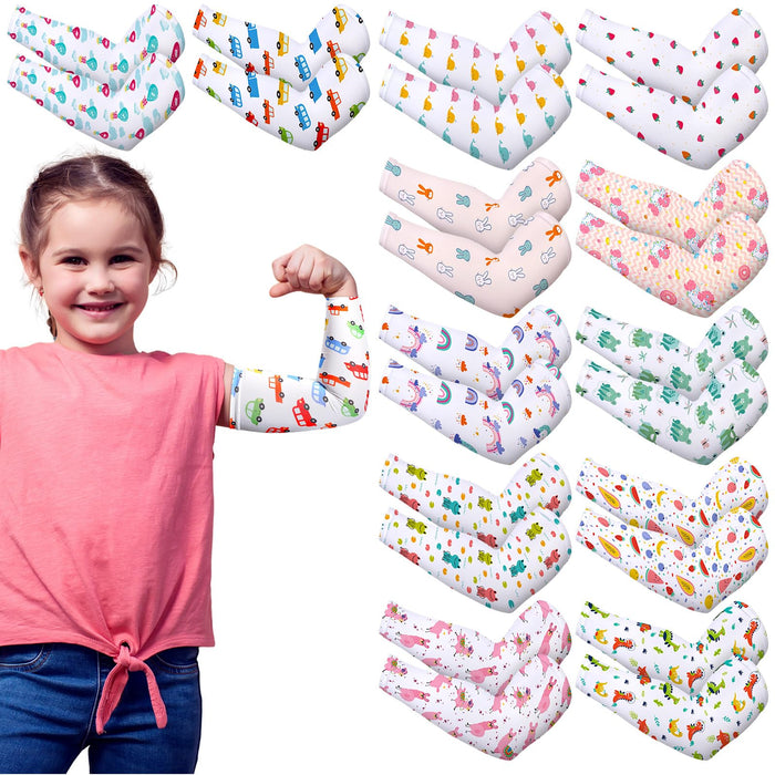 Bonuci 12 Pairs Eczema Sleeves for Kids Elastic Eczema Arm or Leg Sleeves Kids Arm Sleeves Toddler Scratch Sleeves Eczema Wet Wraps Soft UV Protection for Itch Relief Boy Girl (Medium)