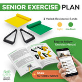 Healthy Seniors Chair Exercises for Seniors - Two Resistance Bands, Handles, and Printed Exercise Guide. Adjustable Fitness Equipment for Seniors, Elderly Home. Occupational & Physical Therapy Aids