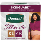 Depend Silhouette Adult Incontinence and Postpartum Underwear for Women, Extra-Large, Maximum Absorbency, Pink, 48 Count (2 Packs of 24), Packaging May Vary