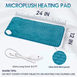 DAILYLIFE Heating Pad 12"x24" for Pain Relief, Microplush Electric Heating Pads with 6 Heat Settings, Fast-Heating Technology, Auto Shut Off, Great for Back, Neck, and Cramps, Blue