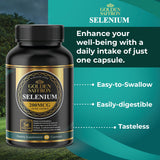 Golden Saffron Selenium (200mcg Selenium & 88.5 mg Saffron Extract) - to Support Overall Health, Non-GMO, Gluten Free, Dairy Free, with Unique and Advanced Formula – Made in USA & Tasteless.