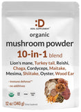 DEAL SUPPLEMENT Organic Mushroom Powder Supplement, 12oz – 10 in 1 Active Blend – Turkey Tail, Lions Mane, Cordyceps, Chaga, with More – Supports Immune, Energy, & Brain Health – Non-GMO, Vegan