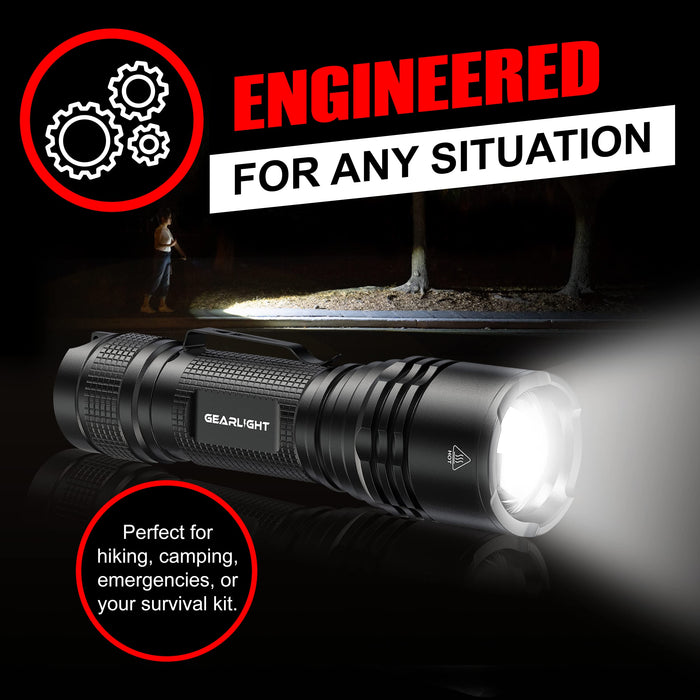 GearLight LED Tactical Flashlights High Lumens - Mini Flashlights for EDC Carry - Compact Powerful Emergency Flashlights Made from Military-Grade Aluminum - Drop Resistant and Water Resistant