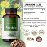 HERBAMAMA Rhodiola Rosea Capsules - Organic Rhodiola Rosea Herb Supplement - Rhodiola Root Pills - 1000mg, 100 Caps