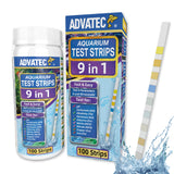 9 in 1 Aquarium Test Strips - For Fresh & Saltwater Aquariums, TEST FOR: Iron, Copper, Nitrate, Nitrite, Chlorine, Total Hardness, Total Alkalinity, Carbonate, pH - Fast LAB GRADE Results! (100 Count)