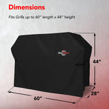 GrillTough Heavy Duty BBQ Grill Cover for Outdoor Grill, 60 Inch – Waterproof, Weather Resistant, UV & Fade Resistant with Adjustable Straps – Gas Grill Cover for Weber, Genesis, Charbroil, etc. Black