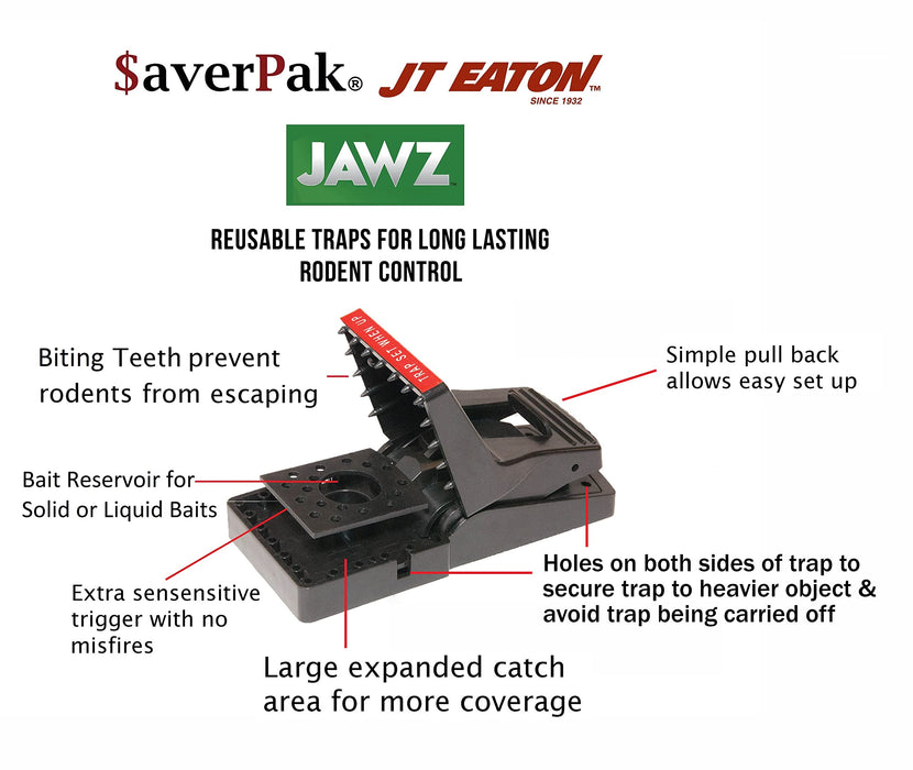 $averPak Single - Includes 1 JT Eaton Jawz Rat and Chipmunk Trap for use with Solid or Liquid Baits