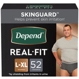 Depend Real Fit Incontinence Underwear for Men, Disposable, Maximum Absorbency, Large/Extra-Large, Black, 52 Count (2 Packs of 26), Packaging May Vary