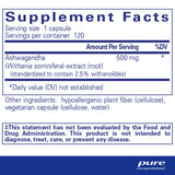Pure Encapsulations Ashwagandha - 500 mg Ashwagandha Extract - Metabolism & Stress Support - Immune Support - GMO Free & Vegan - 120 Capsules