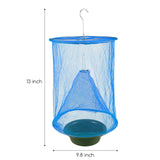 Ranch Fly Traps Outdoor Hanging Stable Fly Trap Reusable Fly Killer Cage Fly Catcher Bag with Bait Tray,Fly Repellent for Outdoor and Indoor Hanging Farms,Stable,Garden,Orchard,Park (Blue)