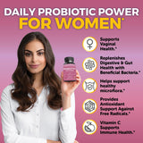 Viva Naturals Probiotics for Gut Health with Prebiotic Fiber, Cranberry & Vitamin C-50 Billion CFU Pre & Probiotics for Women Digestive Health, Vaginal Health from 18 Strains-Shelf-Stable 60 Capsules