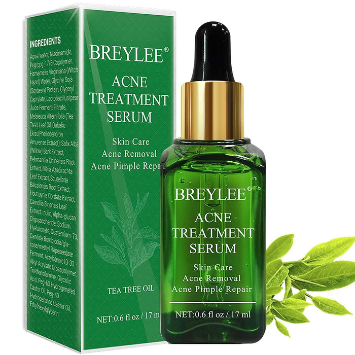 Acne Treatment Serum, BREYLEE Tea Tree Clear Skin Serum for Clearing Severe Acne, Breakout, Remover Pimple and Repair Skin (17ml,0.6oz)