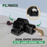 Filpestco Set of 3 Professional Grade Extra Large Tunnel Rat Snap Traps, Mouse Trap, Reusable Trap, Heavy Duty for Indoor and Outdoor Pest Control Rodent Solutions