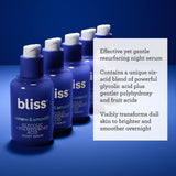 Bliss Renew & Smooth - Glycolic + Polyhydroxy Acid Night Serum - 1 Fl Oz - Gently Exfoliate Skin - Hydrating - Clean - Vegan & Cruelty-Free