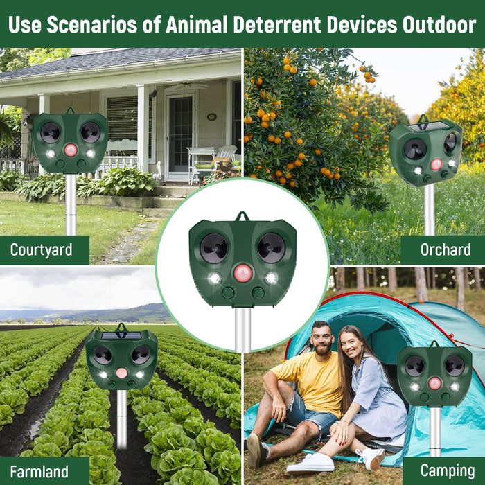 Ultrasonic Animal Repellent Solar Powered,Ultrasonic Animal Repeller Outdoor with Flash Repel and Sound,2023 New Solar Cat Repellent Outdoor Ultrasonic,Deer Repellent Devices for Yard Plants Garden