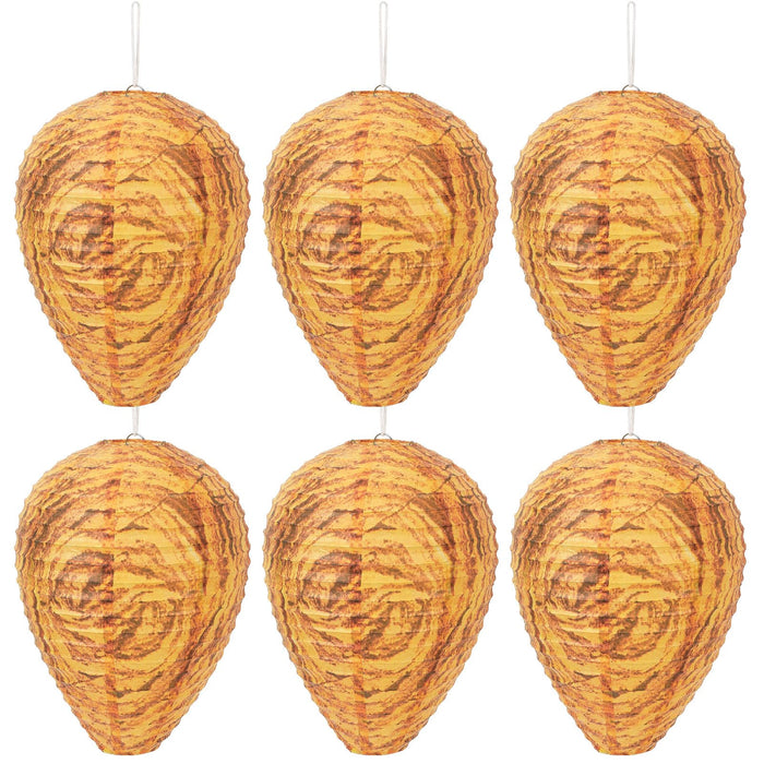 DECYOOL 6 Pack Orange Wasp Nest Decoy Hanging Wasp Deterrent for Wasps Hornets Yellow Jackets