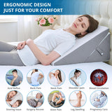 Sasttie Wedge Pillow for Sleeping, Adjustable Bed Wedge Pillow for After Surgery - 9 & 12 Inch, Memory Foam Incline Elevated Triangle Pillow Wedge for Acid Reflux and Snoring, Dark Grey & White