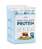 Multi Collagen Protein Powder Packets - Types I, II, III, V & X - Hydrolyzed Grass Fed Bovine, Wild Caught Fish, & Free-Range Chicken & Eggshell Collagen. Non-GMO, Halal, (10g Each, 20 Packets)
