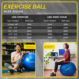 URBNFit Exercise Ball - Yoga Ball for Workout, Pilates, Pregnancy, Stability - Swiss Balance Ball w/Pump - Fitness Ball Chair for Office, Home Gym, Labor- Yellow, 26 in