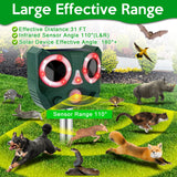 Solar Animal Repeller,Outdoor Ultrasonic Animal Repeller Waterproof Cat Deterrent Solar-Powered Animal Repelent with Motion Sensor for Repelling Dogs,Cat,Bird,Squirrels,Rabbit,Raccoon,Garden Yard Farm