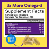 InnovixLabs Triple Strength Omega 3 Fish Oil Supplement, 900 mg, Pure EPA DHA Omega 3 Supplement Brain and Joints, Burpless Omega-3 for Women and Men with Enteric Coating, 200 Capsules