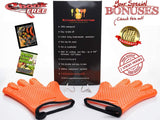 KITCHEN PERFECTION XL Silicone Smoker Oven Gloves-Extreme Heat Resistant BBQ Gloves-Handle Hot Food Right on Your Grill Fryer&Pit|Waterproof Grilling Cooking Baking Mitts|Superior Value Set+3 Bonuses