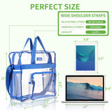 MAY TREE Clear Bag Stadium Approved 12×6×12 for Women, Large Clear Tote Lunch Bag with Reinforced Shoulder Straps for Concert Outfits and Festival - Blue