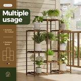 Bamworld Plant Stand Indoor Rack Wood Outdoor Tiered Shelf for Multiple Plants Ladder Plant Holder