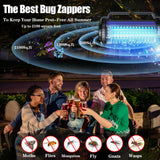 WSDEJY Solar Bug Zapper for Outdoor & Indoor, USB 4000mAh Rechargeable Mosquito Killer with Smart Light Sensor, Adjustable body Fly Traps, Waterproof Insect Zapper for Patio,Home (Black-4600V-4000mAh)