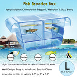 Fish Breeder Box Fish Hatchery Floating Fish Breeding Box with Removable Grating Perfect Fish Tank Divider for Agreesive Injured Pregnant Fishes