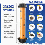 GATCH Fruit Fly Trap (3 Pack), Fly Stick for Mosquitoes, Sticky Trap for Flies Gnats Wasp Flying Insects, Bug Catcher, Indoor or Outdoor Use, Ready to Use Home