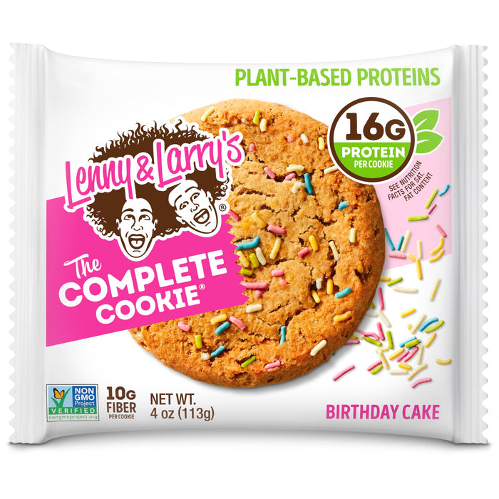 Lenny & Larry's The Complete Cookie, Birthday Cake, Soft Baked, 16g Plant Protein, Vegan, Non-GMO, 4 Ounce Cookie (Pack of 12)
