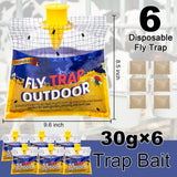 Fly Traps Outdoor Fly Trap Hanging with 30g Fly Bait, Natural Pre-Baited Fly Bags Outdoor Disposable Stable Horse Ranch Fly Trap Bag Fly Catchers Killer Outdoor 6 Pack