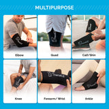 TheraICE Elbow & Knee Ice Pack for Injuries Compression Sleeve, Reusable Gel Cold Pack for Knee, Elbow, Ankle, Calf - Flexible Cold Wrap Recovery for Meniscus, ACL, MCL, Pain Relief (L) Black