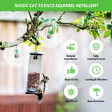 MAGIC CAT Squirrel Repellent Outdoor, 10 Pack Natural Peppermint Oil Squirrel Deterrent for Indoor Attic Pet Family Safe, Rodent Repellent to Keep Squirrel Chipmunk Away from Bird Feeder Garden Garage