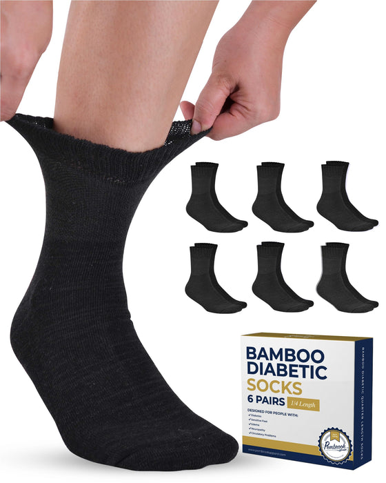 Bamboo Diabetic Socks Women & Men - 6 Pairs Neuropathy Socks | Bamboo Socks Womens | Diabetic Socks for Women Size 6-9 | 9-11