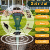 Mole Repellent for Lawns, Solar Powered | Patent Screw-Shape-Stake Design | IP65 Waterproof, Varying Sonic and Vibration to Expel Mole Gopher Snake Vole, for Lawn Garden & Yard