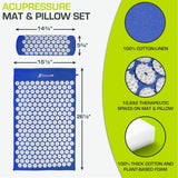 ProsourceFit Acupressure Mat and Pillow Set for Back/Neck Pain Relief and Muscle Relaxation, Blue Large