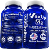 VitaUp Magnesium Glycinate 200mg (Chelated) - USA Made Magnesium Bisglycinate - Heart, Muscle, Metabolism Support, Stress Relief - Magnesium Glycinate Capsules - Non-GMO, Gluten Free - 240 Vegan Caps