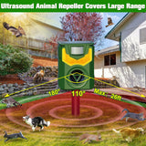 Ultrasonic Animal Repeller, 2024 New Solar Powered Cat Repellent Outdoor with Flame Light Flicker, 5 Modes Waterproof Dog Deterrent Repel Dogs,Cat, Bird,Squirrels,Raccoon,Rabbit,Fox for Garden Yard